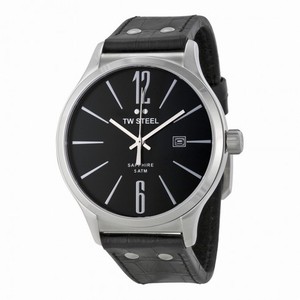 TW Steel Slim Line Silver Dial Black Leather Men's Watch TW1300