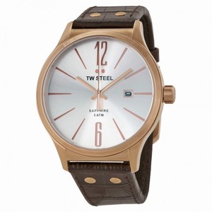 TW Steel Slim Line Silver Dial Brown Leather Men's Watch TW1304