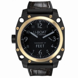 U Boat Black Dial 18kt Yellow Gold Black Alligator Men's Watch 5388