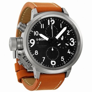 U Boat Black Dial Stainless Steel Orange Brown Leather Men's Watch 6249