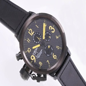U-Boat Flightdeck 1758 Black Dial Black Cow Leather Strap Round Watch