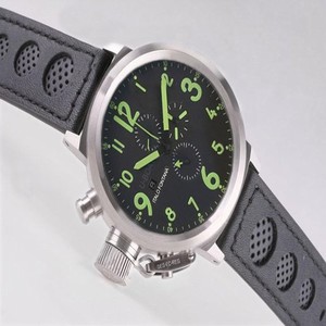 U-Boat Flightdeck 1758 Mens Stainless Steel Bezel Black Crocodile Leather Strap Watch