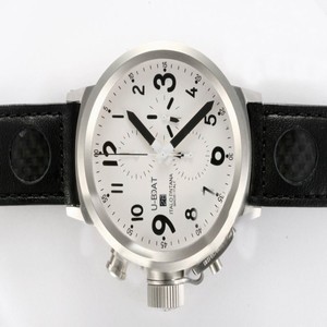 U-Boat Flightdeck 1838 Black Cow Leather Strap Stainless Steel Bezel White Dial Watch