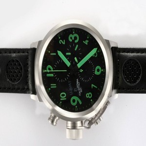 U-Boat Flightdeck 1838 Black Ostrich Leather Strap Black Dial Watch