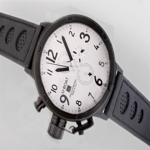 U-Boat Flightdeck 1931 Mens Round Black Cow Leather Strap Watch