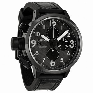 U Boat Flightdeck Black Carbon Fiber Black Leather Automatic Men's Watch 6204