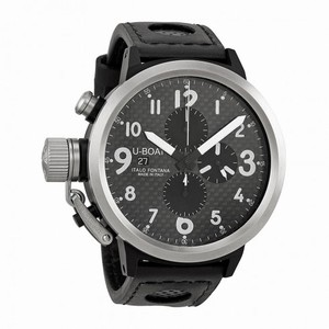 U Boat Flightdeck Black Carbon Fiber Black Leather Men's Watch 6120