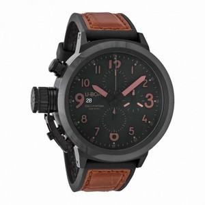 U Boat Flightdeck Black Dial Brown Leather Men's Watch 7094