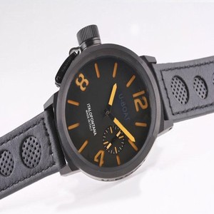 U-Boat Italo Fontana 1216 Black Crocodile Leather Strap 50mm Black Dial Watch