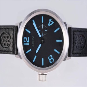 U-Boat Italo Fontana 2083 Mens Black Ostrich Leather Strap Round Watch