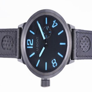 U-Boat Italo Fontana 5571 Black Dial Black Ostrich Leather Strap Watch