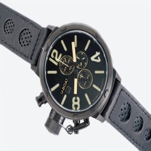 U-Boat Italo Fontana 6472 Black Crocodile Leather Strap Mens 50mm Watch