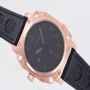 U-Boat Thousands Of Feet 1924 Mens Black Ostrich Leather Strap Round Watch