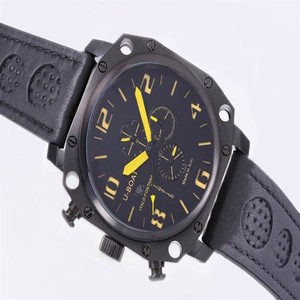 U-Boat Thousands Of Feet 1965 Round Black Dial Black Ostrich Leather Strap Watch