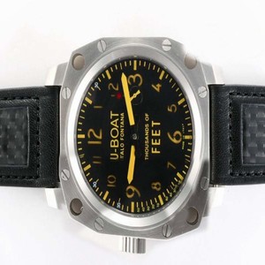 U-Boat Thousands Of Feet 1980 Black Dial Manual Winding Stainless Steel Bezel Watch