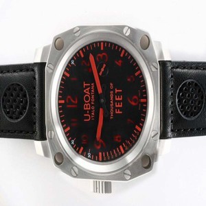 U-Boat Thousands Of Feet 1980 Black Dial Stainless Steel Case Round Watch