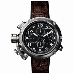 U Boat U-51 Rattrappante Black Dial Brown Leather Men's Watch 2063