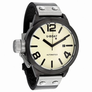 U-Boat Beige Dial Black Leather Men's Watch 343