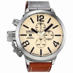 U-Boat Beige Sterling Silver Leather Automatic Men's Watch 2062