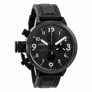 U-Boat Black Dial Black Leather and Rubber Strap Men's Watch UB7116