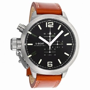 U-Boat Black Dial Chronograph Brown Leather Men's Watch 304