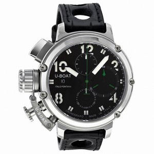 U-Boat Chimera Chronograph Automatic Stainless Steel Black Leather Men's Watch 6495
