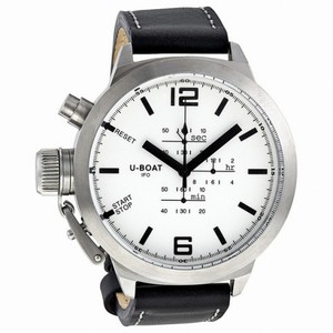 U-Boat Chrono Special White Dial Black Leather Men's Watch 305