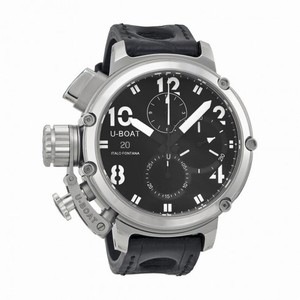 U-Boat Chronograph Automatic Black Dial Black Leather Strap Men's Watch UB7224
