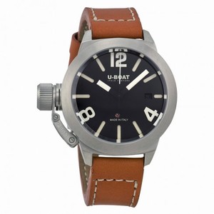 U-Boat Classico Automatic Black Dial Brown Leather Men's Watch 7076