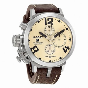 U-Boat Classico Automatic Chronograph Beige Dial Sterling Silver Men's Watch 6948