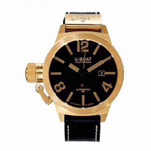 U-boat Classico Black Dial Black 18kt Yellow Gold Calf Leather Men's Watch 1249