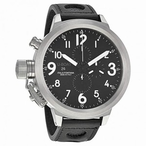 U-Boat Flightdeck 55 Chronograph Automatic Black Dial Black Leather Men's Watch 1757