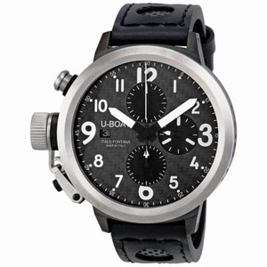 U-Boat Flightdeck Automatic Black Leather Strap Men's Watch 6451