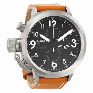 U-Boat Flightdeck CAS Black Dial Chronograph Brown Leather Men's Watch 6117