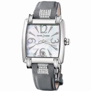 Ulysse Nardin Caprice Automatic Mother of Pearl Dial Diamond Lug Grey Leather Ladies Watch 13391H-691