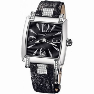 Ulysse Nardin Caprice Black Dial Stainless Steel Diamond Black Galusha Leather Ladies Watch 133-91C-06-02