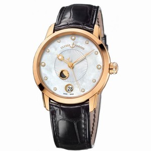Ulysse Nardin Classico Lady Luna Mother of Pearl Dial Alligator Leather Automatic Ladies Watch 8296-123-2-991