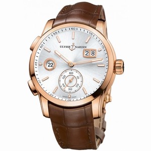 Ulysse Nardin Dual Time Silver Dial 18kt Rose Gold Men's Watch 3346-126-91