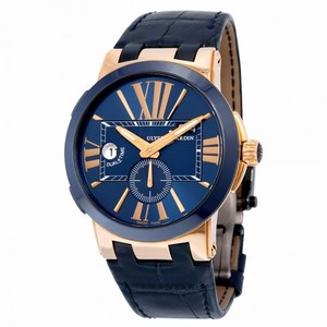 Ulysse Nardin Executive Dual Time Automatic Blue Dial 18kt Rose Gold Men's Watch 246-00-5-43