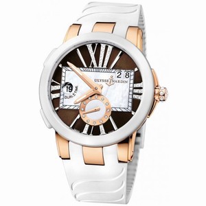 Ulysse Nardin Executive Dual Time Lady Brown Dial Rubber Strap Automatic Ladies Watch 246-10-3-30-05