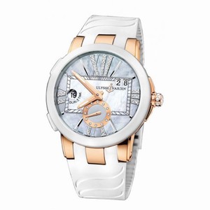 Ulysse Nardin Executive Dual Time Lady Grey Mother Of Pearl Dial Rubber Strap Automatic Ladies Watch 246-10-3-392
