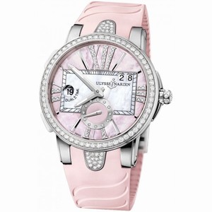 Ulysse Nardin Executive Dual Time Lady Pink Mother Of Pearl Dial Rubber Strap Automatic Ladies Watch 243-10B-3C-397