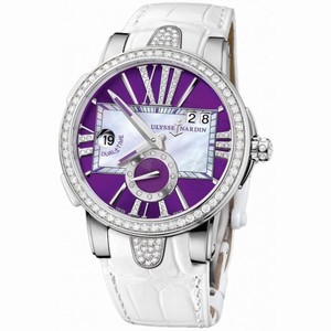Ulysse Nardin Executive Dual Time Purple Dial Stainless Steel Ladies Watch 243-10B-30-07