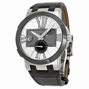 Ulysse Nardin Executive Dual Time Silver Dial Black Leather Automatic Men's Watch 243-00-421