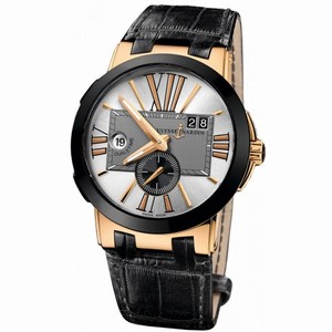Ulysse Nardin Executive Dual Time Silver Dial Leather Strap Automatic Men's Watch 246-00-5-421