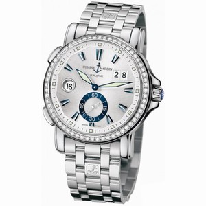 Ulysse Nardin GMT Big Date Silver Dial Stainless Steel Diamond Automatic Men's Watch 243-55B-7-91