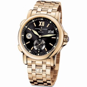 Ulysse Nardin GMT Dual Time Black Dial 18kt Rose Gold Automatic Men's Watch 246-55-8-32