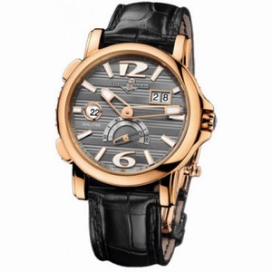 Ulysse Nardin GMT Dual Time Grey Dial Alligator Leather Automatic Men's Watch 246-55-69
