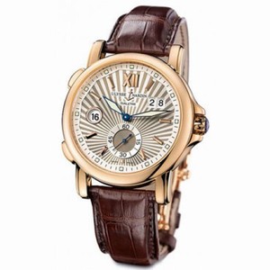 Ulysse Nardin GMT Dual Time Silver Guilloche Dial Leather Automatic Men's Watch 246-55-30