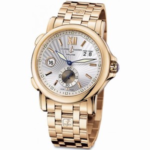Ulysse Nardin GMT Dual Time Silver Sunray Dial 18kt Polised Rose Gold Automatic Men's Watch 246-55-8-31